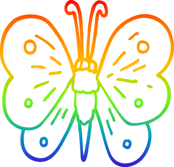 gökkuşağı gradyan çizgi çizimi bir insan tarafından çizilmiş kelebek çizimi