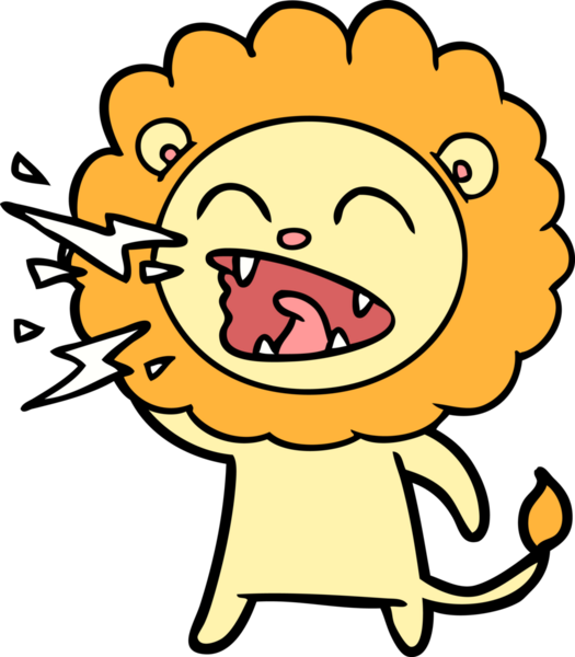 Bir insan tarafından çizilmiş kükreyen aslan çizgi filmi.