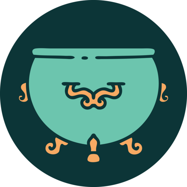 Bir insan tarafından çizilmiş bir kazanın ikonik dövme şekli