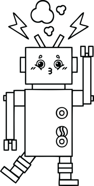 Bir insan tarafından çizilmiş robot arızasının çizgi çizimi
