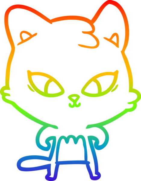 Gökkuşağı gradyan çizgisi bir insan tarafından çizilmiş şirin bir çizgi kedi çizimi