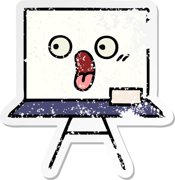 Bir insan tarafından çizilmiş beyaz bir karikatür çıkartması.