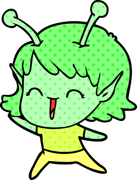 Bir insan tarafından çizilmiş uzaylı kız.