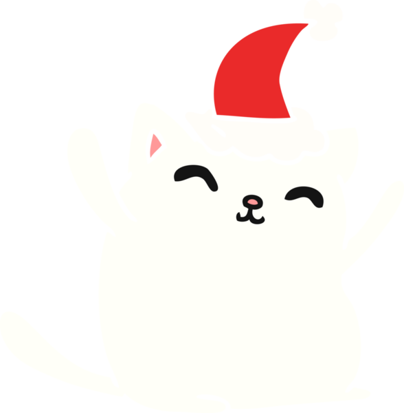 Bir insan tarafından çizilmiş kawaii kedisinin el çizimi karikatürü.