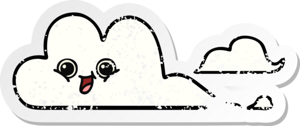 Bir insan tarafından çizilmiş şirin bir karikatür bulutunun sıkıntılı çıkartması.