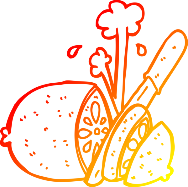 Bir insan tarafından çizilmiş dilimlenmiş limon çizimi.