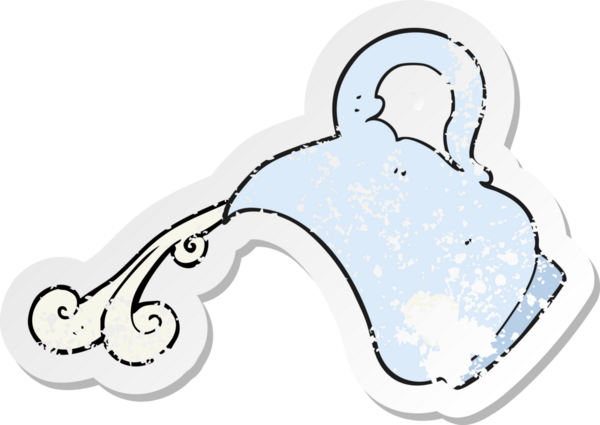 Bir insan tarafından çizilmiş süt sürahisinin retro sıkıntılı yapıştırması.