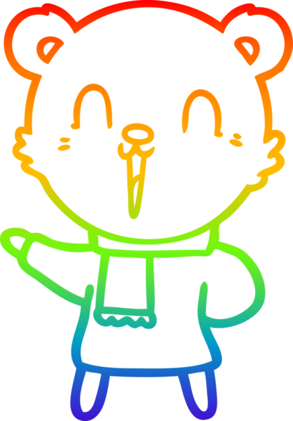 Bir insan tarafından çizilmiş mutlu bir kutup ayısının gökkuşağı gradyanı çizimi