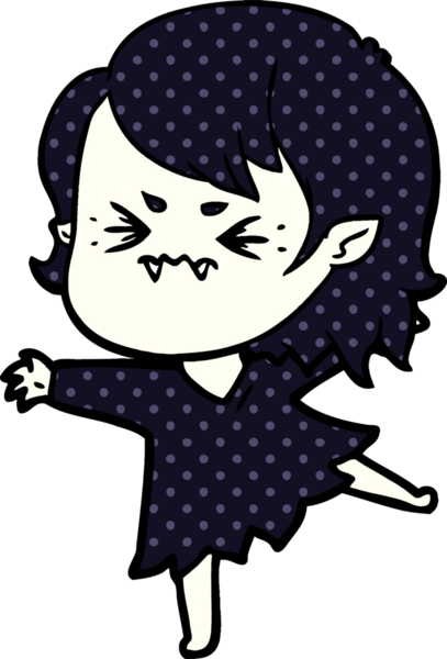 Bir insan tarafından çizilmiş kızgın vampir kız.