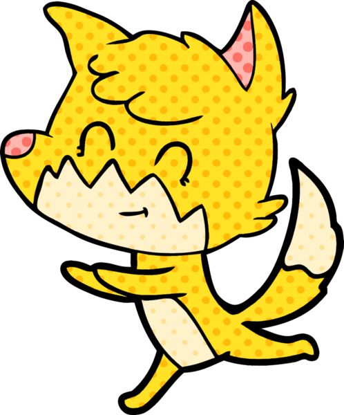 Bir insan tarafından çizilmiş çizgi film dostu tilki.