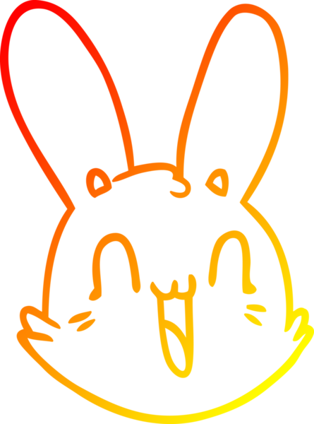 Bir insan tarafından çizilmiş, çılgın, mutlu tavşan suratlı çizgi film çizimi.