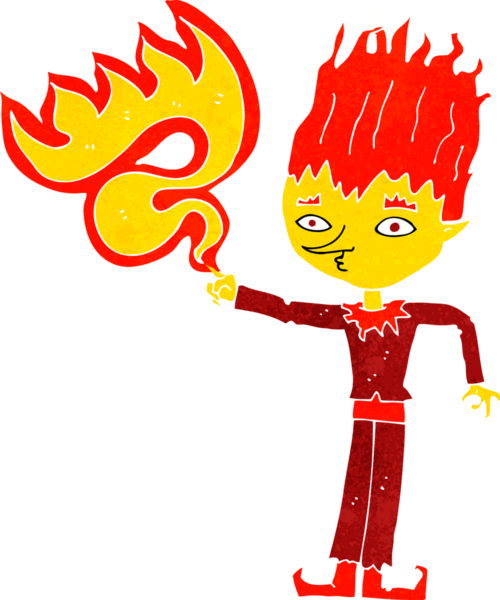 Bir insan tarafından çizilmiş ateş ruhu karikatürü.