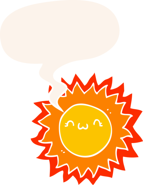 bir insan tarafından çizilmiş eski moda konuşma baloncuklu çizgi film güneşi