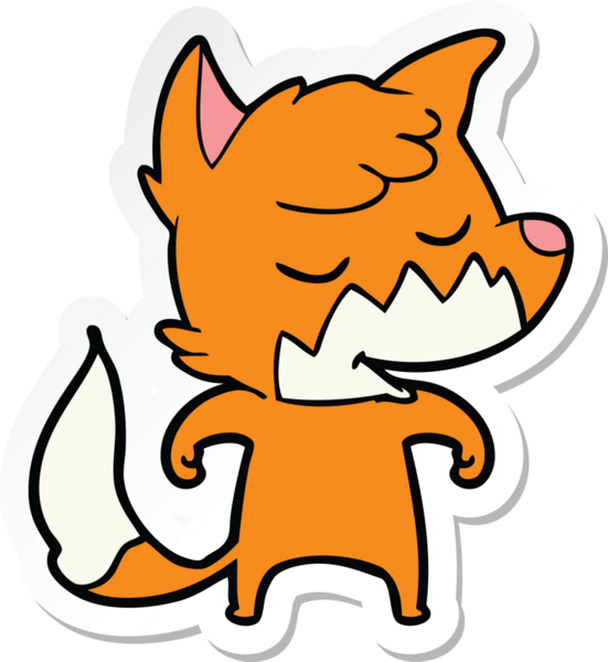 Bir insan tarafından çizilmiş dost canlısı bir tilkinin çıkartması.