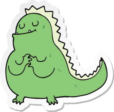 Bir insan tarafından çizilmiş bir dinozorun çıkartması.