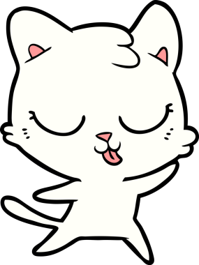 Bir insan tarafından çizilmiş mutlu çizgi film kedisi.