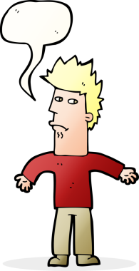 Bir insan tarafından çizilmiş konuşma baloncuğu ile kafası karışmış bir adam.