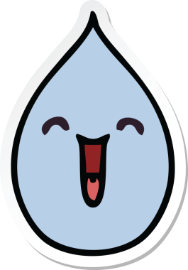 Bir insan tarafından çizilmiş garip bir el çıkartması duygusal yağmur damlası.