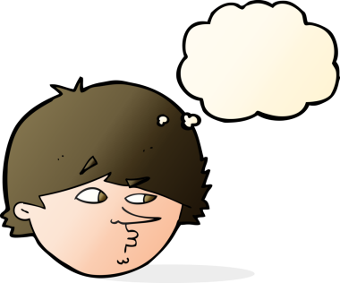 Bir insan tarafından çizilmiş düşünce baloncuğu olan şüpheli bir adam.