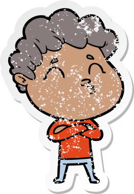 Bir insan tarafından çizilmiş karikatür adamın sıkıntılı çıkartması.