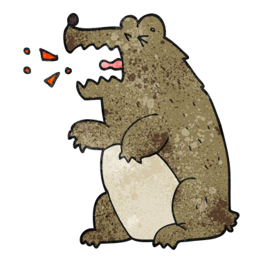 Bir insan tarafından çizilmiş el yapımı çizgi film ayısı.