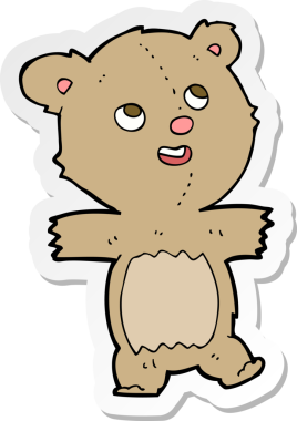 Bir insan tarafından çizilmiş oyuncak ayının çıkartması.