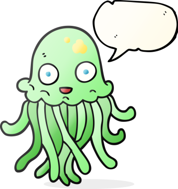 Bir insan tarafından çizilmiş serbest konuşma balonu ahtapot çizimi.