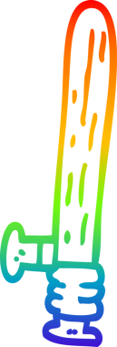 Gökkuşağı gradyan çizgi çizimi bir insan tarafından çizilmiş ahşap kiriş