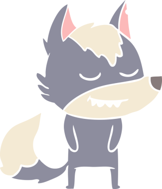 Bir insan tarafından çizilmiş düz renkli çizgi film kurdu.