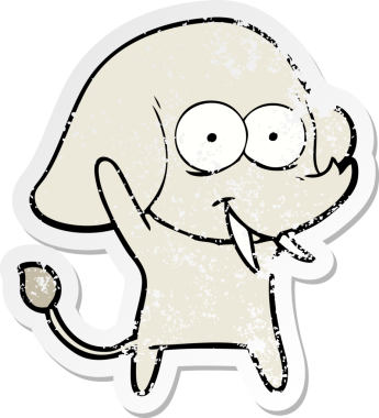 Bir insan tarafından çizilmiş mutlu bir filin sıkıntılı çıkartması.