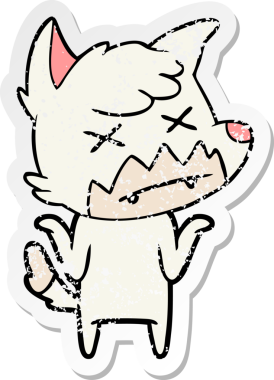 Bir insan tarafından çizilmiş ölü tilki çizgi filminin sıkıntılı çıkartması.