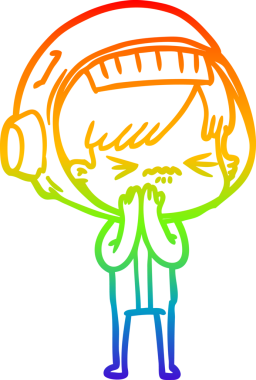 Gökkuşağı gradyan çizgisi kızgın bir uzay kızının çizimi bir insan tarafından çizilmiş