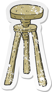 Bir insan tarafından çizilmiş karikatür ressamı taburesinin geriletilmiş çıkartması.