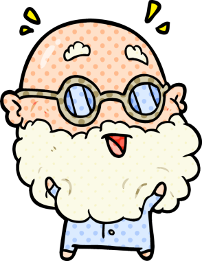 Sevimli karikatür bir insan tarafından çizilmiş yaşlı adamı şaşırttı.