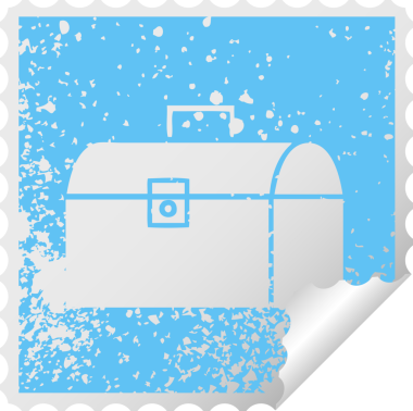 Bir insan tarafından çizilmiş metal bir kutunun kare soyma etiketi.