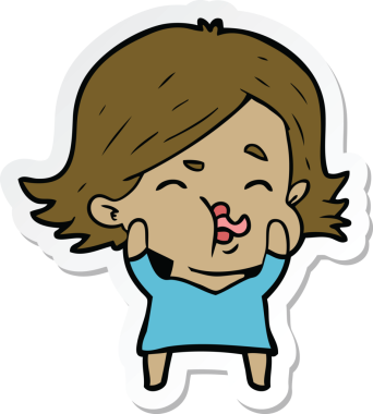 Bir insan tarafından çizilmiş bir karikatür kızının çıkartması.