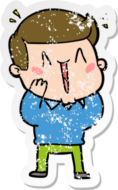 Bir insan tarafından çizilmiş heyecanlı bir karikatür çıkartması.