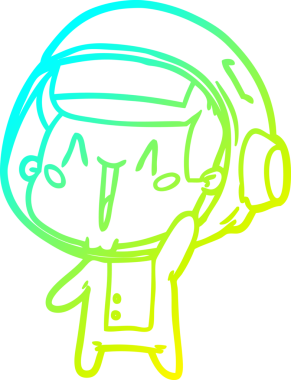 Bir insan tarafından çizilen mutlu bir astronotun soğuk gradyan çizimi.