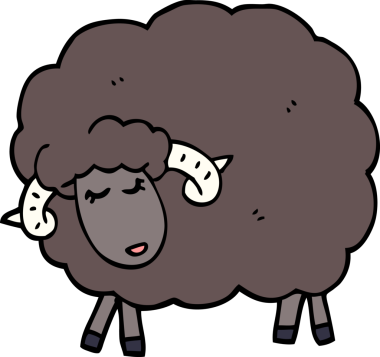 Bir insan tarafından çizilmiş kara koyun.