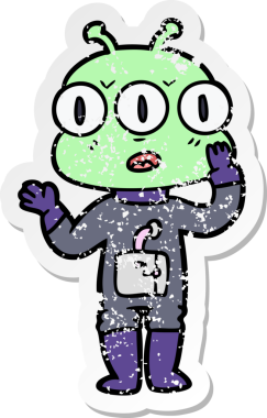 Bir insan tarafından çizilmiş üç gözlü bir karikatür çıkartması.