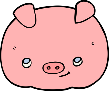 Bir insan tarafından çizilmiş mutlu domuz.