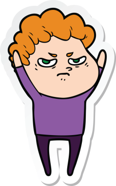 Bir insan tarafından çizilmiş kızgın bir adamın çıkartması.