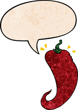 bir insan tarafından çizilmiş eski moda konuşma baloncuklu kırmızı biber çizgi filmi.