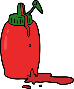 Bir insan tarafından çizilmiş domates şişesi.