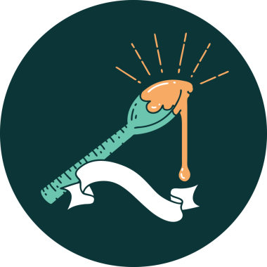 Bir insan tarafından çizilmiş bir kaşık bal dövmesi ikonu