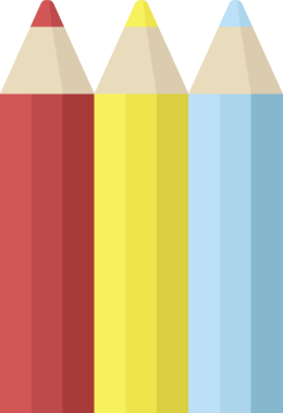 bir insan tarafından çizilmiş renk kalemleri grafik vektör resimleme simgesi