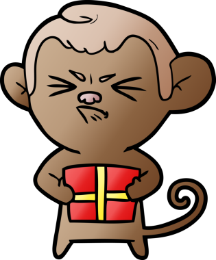 Bir insan tarafından çizilmiş kızgın maymun çizgi filmi.