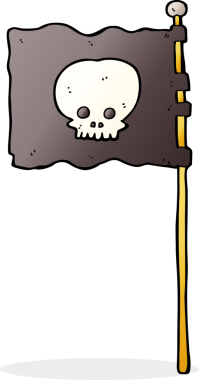 Bir insan tarafından çizilmiş korsan bayrağı.