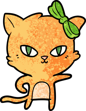 Bir insan tarafından çizilmiş sevimli çizgi film kedisi.