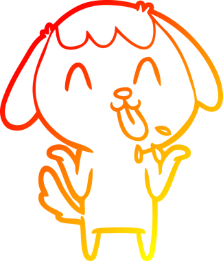 Bir insan tarafından çizilmiş sevimli bir köpeğin sıcak çizgi çizgisi.